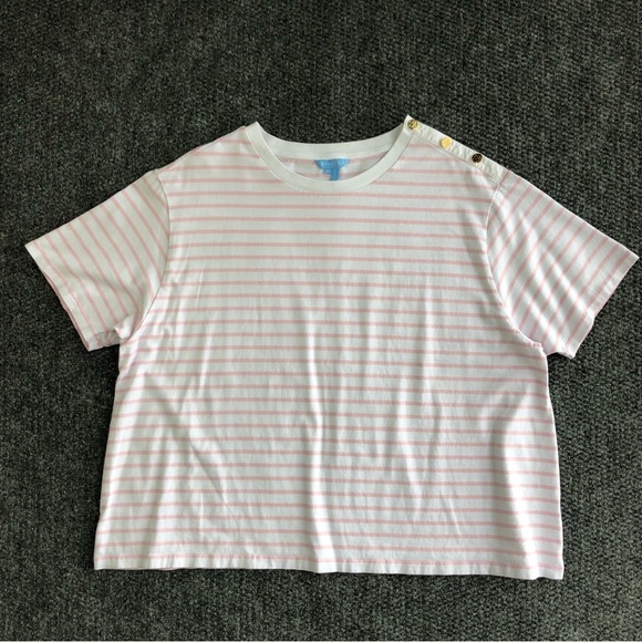 Draper James crewneck t-shirt in pink mariner size 3X - Picture 1 of 9